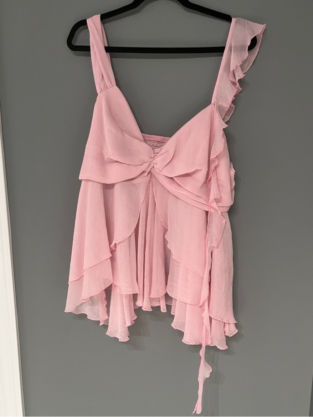 3/$15 SHEIN Pink Ruffle Tie-Front Women's Top